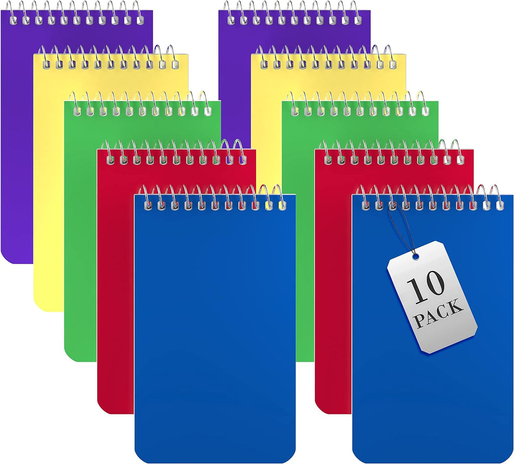 Small Notebooks, Spiral Notepads 3x5" - (Pack of 10) Pocket Notebook, Memo Pads For Home, Office, College, School - Line