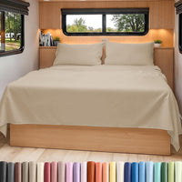 Short Queen Size 4 Piece Bed Sheet Set - RV Short Queen Sheets - Cream