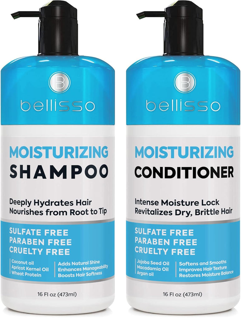 Moisturizing Shampoo and Conditioner Set - Sulfate Free Care for Women and Men - Hydrating, Deep Moisture Duo with Shea