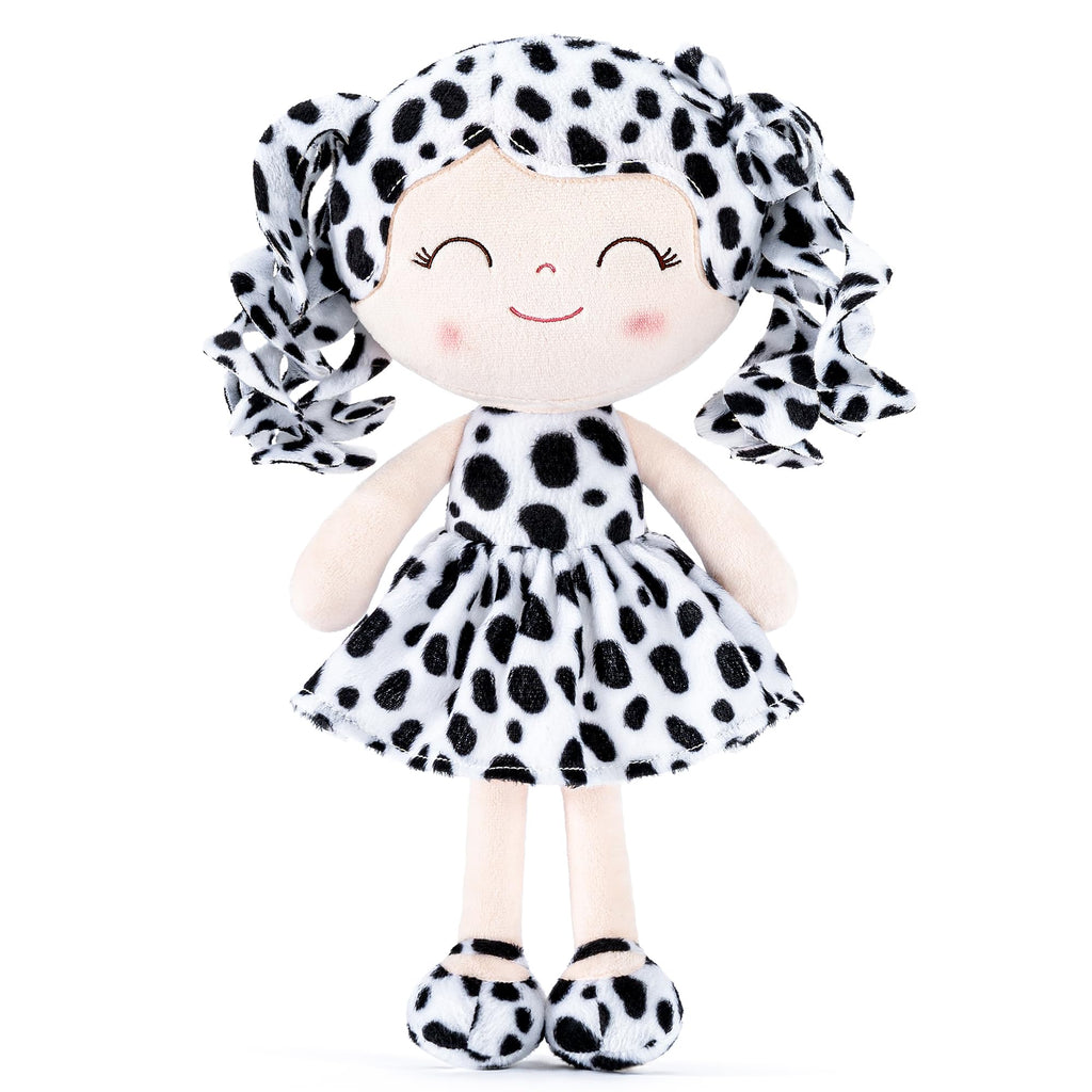 Gloveleya Baby Dolls Soft Snuggly First Baby Girl Gifts Plush Doll with Light Skin & White Spots Dress 12inches Animal S