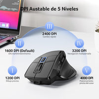 Acer Wireless Mouse for Laptop, Bluetooth Computer Mouse Ergonomic for 4 Devices(2.4Ghz+BT 5.2+Wired), OLED Screen Rechargeable Mice, 5 Programmable Buttons, 4000 DPI for MacBook PC Desktop