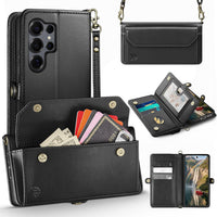 DJBull for Samsung Galaxy S25 Ultra Wallet Case with Card Holder, Shoulder and Wristlet Straps, Soft PU Leather, Magneti