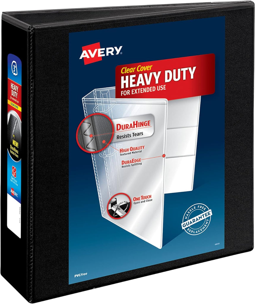 Avery® Heavy-Duty View 3 Ring Binder, 3" Slant Rings, 1 Black Binder