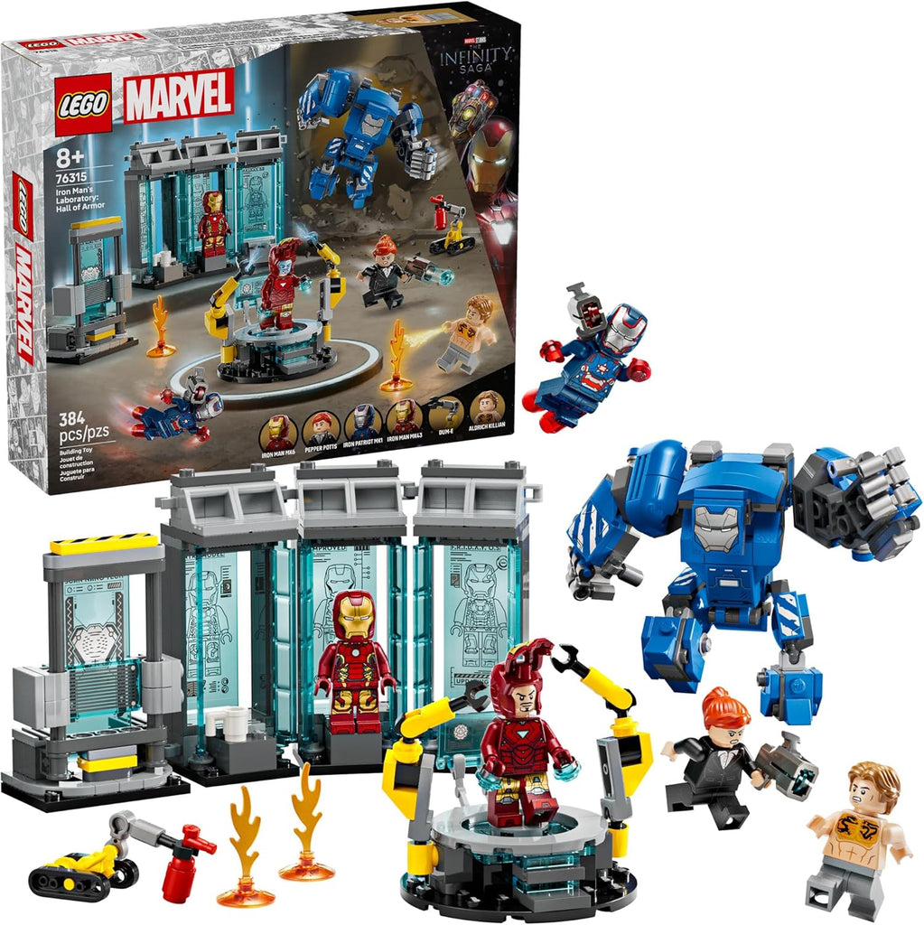 LEGO Marvel Iron Man’s Laboratory: Hall of Armor Building Toy - Marvel Superhero Toy for Kids, Boys and Girls, Ages 8+ - with Minifigures and a Mech - Gift Idea for Birthdays - 76315