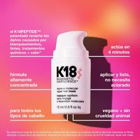 K18 Mascarilla Molecular Capilar Sin Enjuague, Repara el Cabello Seco o Dañado, Revierte el Daño Capilar por Decoloración, Color, Servicios Químicos y Calor