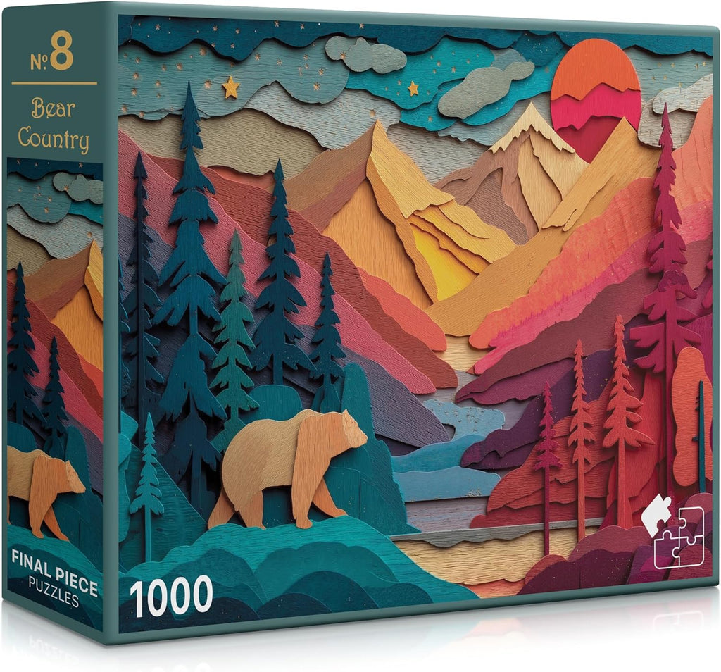 Bear Country (#8) – 1000 Piece Jigsaw Puzzle for Adults | Premium European Blue Board | Satin Low-Glare Finish | Ribbon