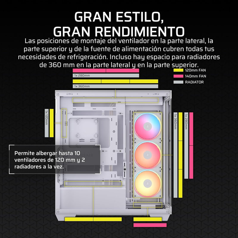 Corsair 3500X LX RGB Link Panoramic Mid-Tower PC Case – 3X Pre-Installed Fans, High Airflow, Spacious Interior, GPU Anti-Sag, Reverse Connection Motherboard Compatible – White