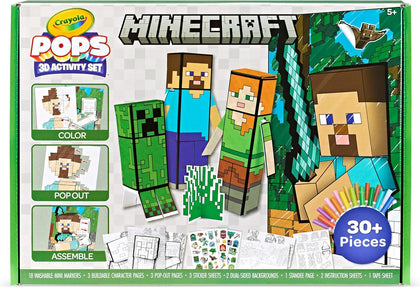 Crayola Minecraft POPs 3D Art Kit, Kids Screen Free Coloring Activity Craft