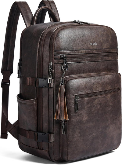 Shrrie Vegan Leather Laptop Backpack for Women Fits 16 Inch Laptop