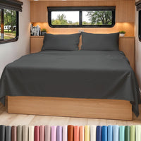 Short Queen Size 4 Piece Bed Sheet Set - RV Short Queen Sheets - Charcoal