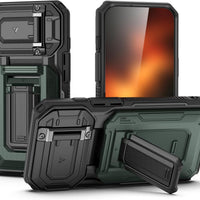 Erlova Wallet Case for iPhone 14 Pro,Semi-Automatic 3-Card Holder Green