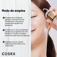 COSRX Snail 96% Mucin Power Essence 2ea y Retinol 0.1% Cream Mini Sample 1ea, juego de inicio de piel de vidrio, exclusivo de Amazon, kit de cuidado de la piel coreano hidratante y reafirmante diario,