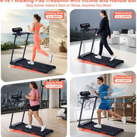 MCRG Portable Walking Pad Treadmill with Handle Bar Incline for Home Small