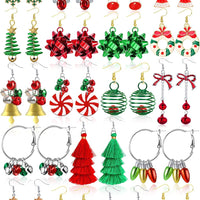 23 Pairs Christmas Earrings for Women Xmas Holiday Dangle Earrings Christmas Stud Tree Snowflake Bow Bells Light Earrings Bulk Cute Christmas Party Jewelry Gifts