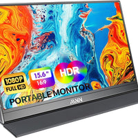MNN Portable Monitor 15.6inch FHD 1080P 60Hz USB C HDMI Gaming Ultra-Slim IPS Display w/Smart Cover & Speakers,HDR Plug&Play, External Monitor for Laptop PC Phone Mac (15.6'' 1080P)