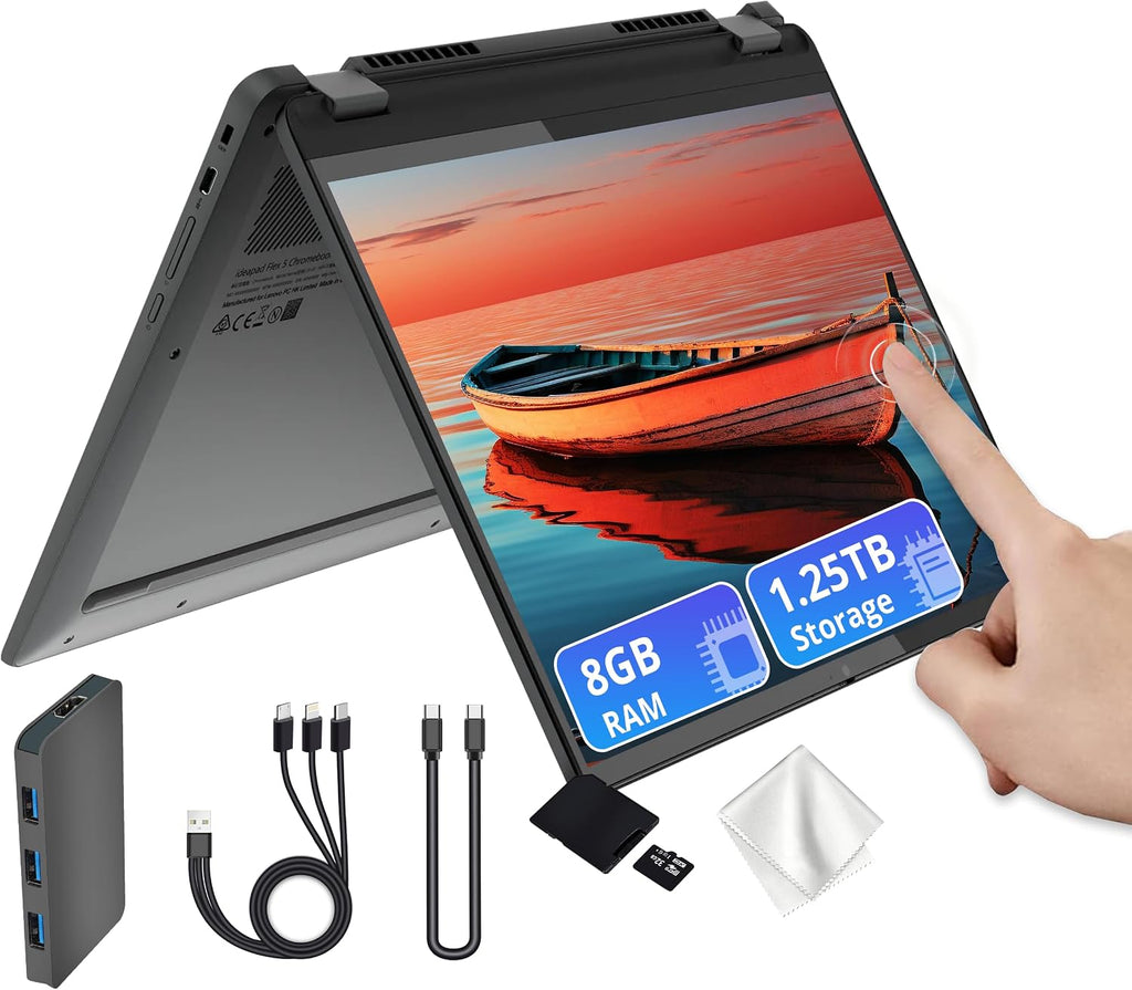 Lenovo Flex 5i Chromebook Plus 14" WUXGA Touchscreen 2-in-1 Laptop, Intel Core i5-1334U, 8GB LPDDR4x, 1.25TB Storage (25