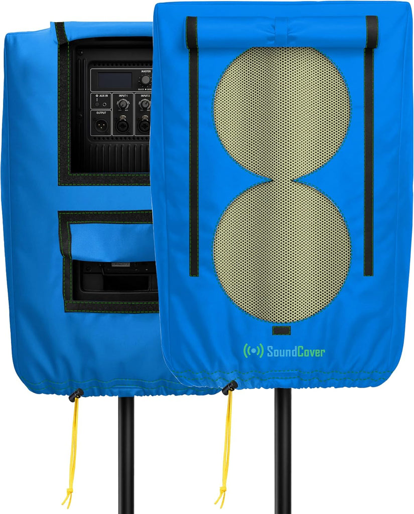 SoundCover Professional Grade 600D Protective Cover for Stand Mounted 8" PA/DJ Powered Speaker with SoundFlap - Blue - I