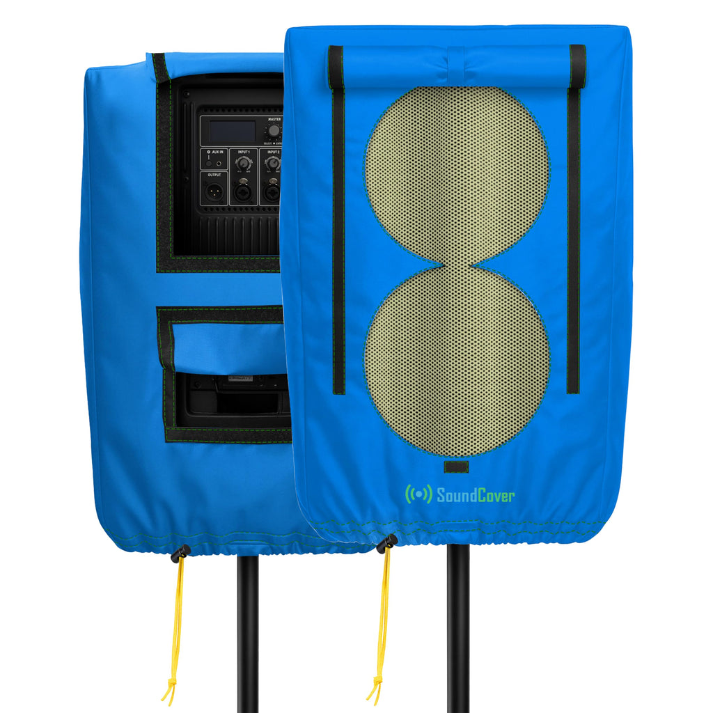 SoundCover Professional Grade 600D Protective Cover for Stand Mounted 15" PA/DJ Powered Speaker with SoundFlap - Blue -