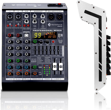 SonixForce 4 Channel Audio Mixer, 99 DSP Effects Sound Board Console