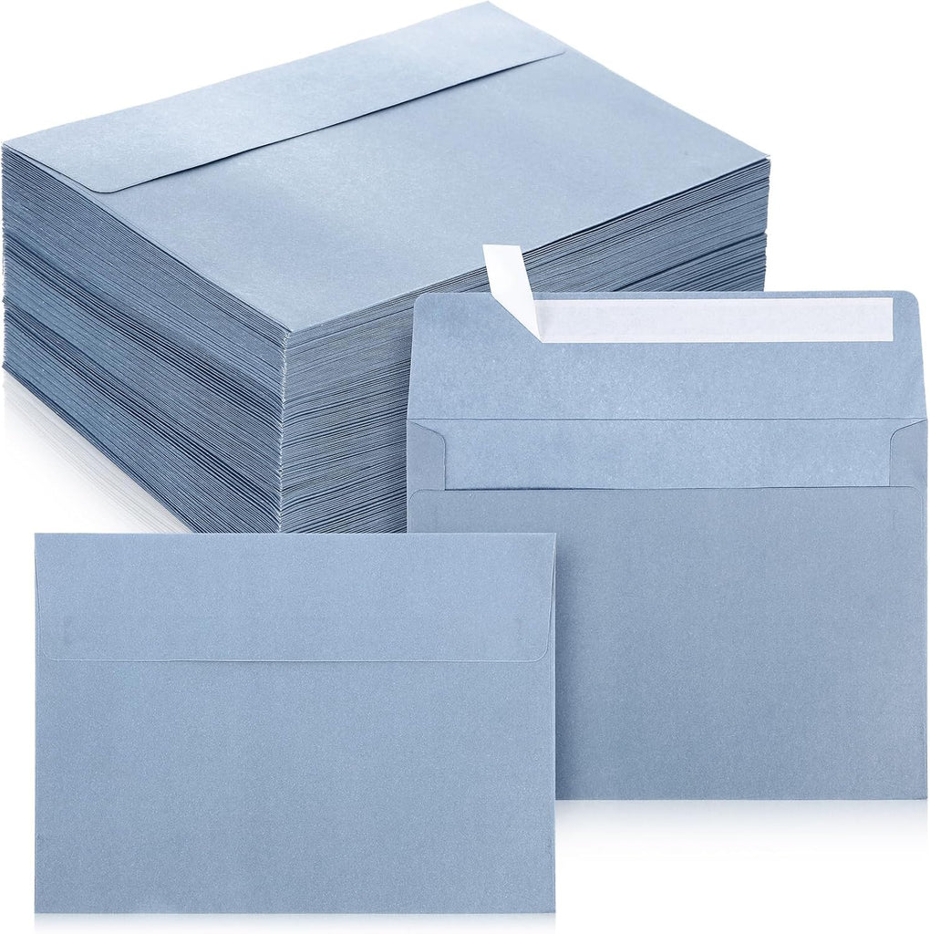 Ctosree 200 Pcs Dusty Blue Invitation Envelopes Peel Stick Seal 120 GSM A7 Heavyweight Dusty Blue Invitation Envelopes f