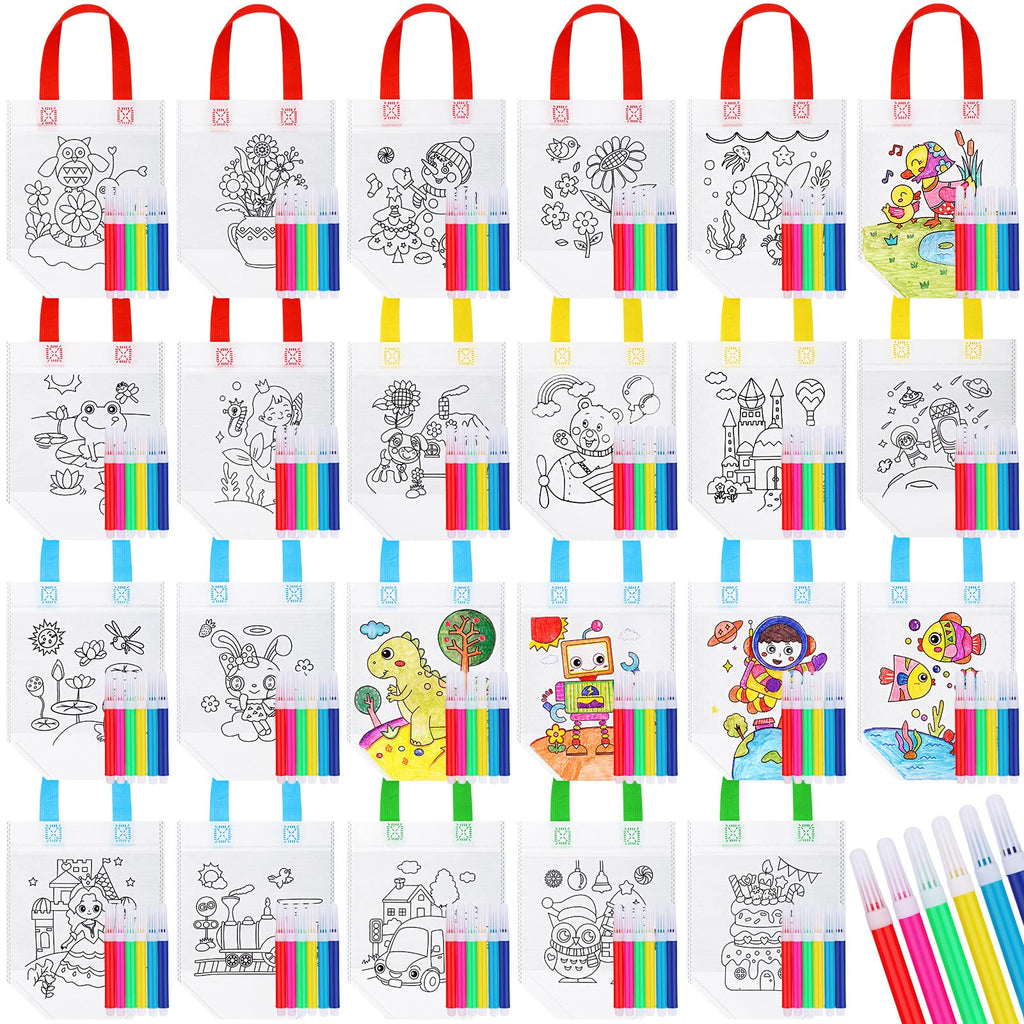 Chunful 48 Pieces Coloring Bags with Markers, Lovely with Maker