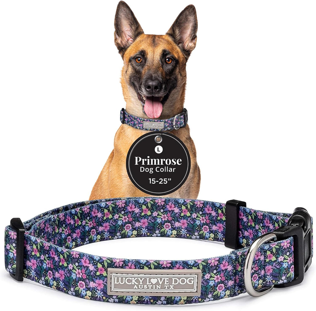 Lucky Love Dog Collar for Large Dogs Cute Adjustable Soft – Primrose, Large