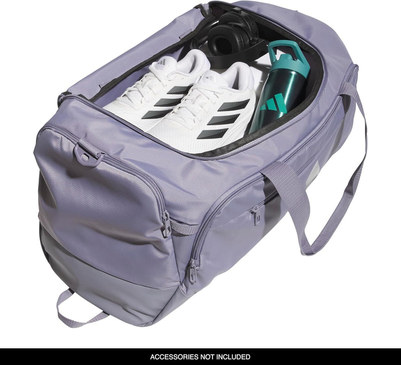 Adidas Defender 5 Duffel Bag for Sports, Gym and Travel, Slate Grey/Silver Metallic, OSFA