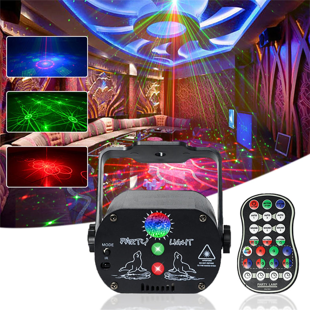 USB-Powered 60-Patterns 240 Conbination Effects Stage Light Party Light UV & RGB Backlight Remote Control for Indoor Events, Birthdays, Halloween, Karaoke, Club, and KTV (R60) (Matte Black)