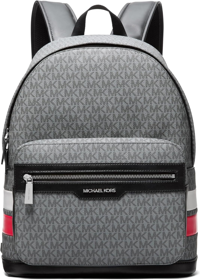 Ofertaza, Michael Kors Malone Backpack, Silver-Tone Hardware/Storm Signature Stripe