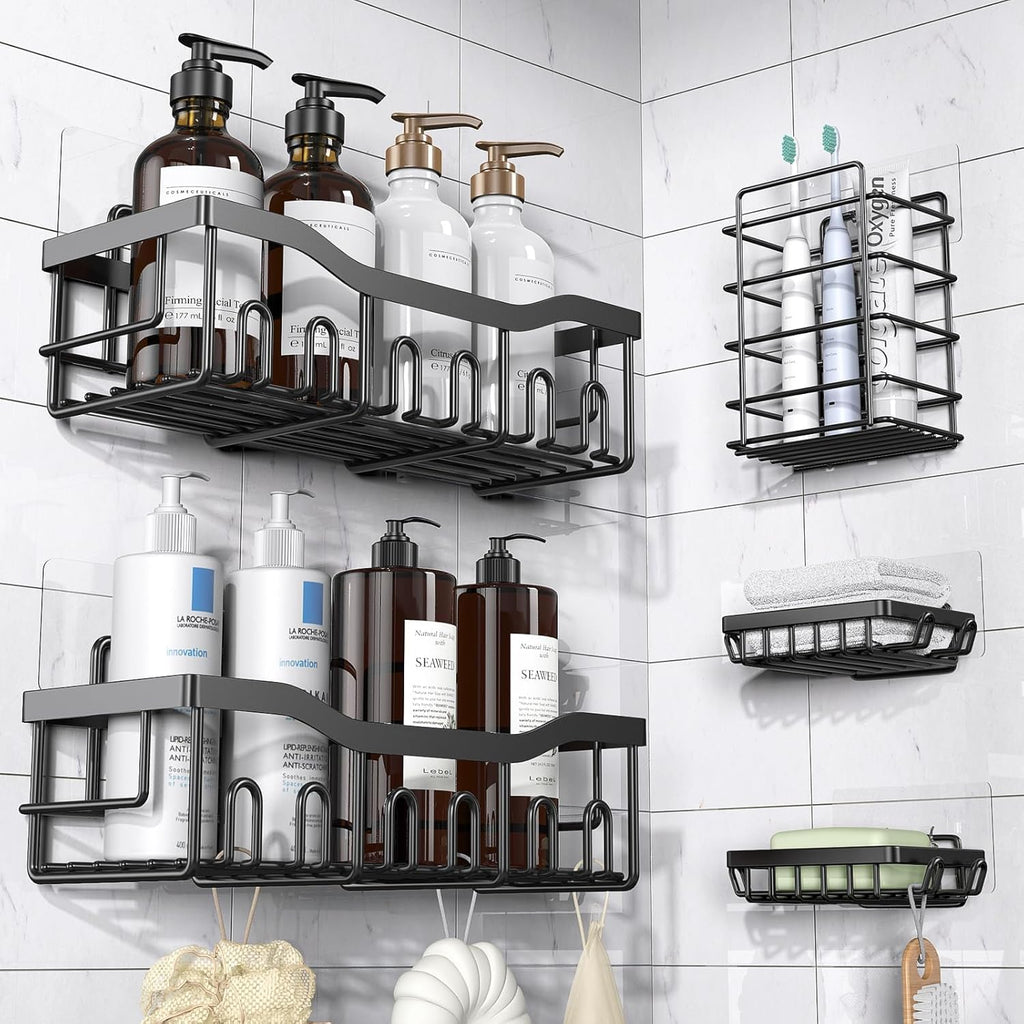 Ofertaza, EUDELE Adhesive Shower Caddy, 5 Pack Rustproof Stainless Steel