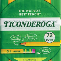 Ticonderoga Wood-Cased Pencils, Pre-Sharpened, 2 HB Soft, Yellow, 72 Count