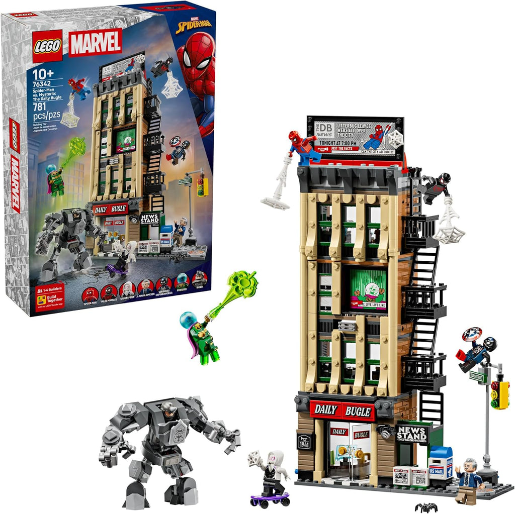 LEGO Marvel Spider-Man vs. Mysterio: The Daily Bugle Building Toy - Pretend Play Set with 7 Minifigures & Rhino Mech - Super Hero Toy for Boys & Girls, Ages 10+ - Gift Idea for Birthdays - 76342