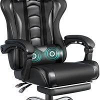 Silla gaming Yaheetech con reposapiés, almohada lumbar de masaje y reclinable