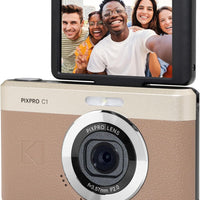 KODAK PIXPRO C1 13MP Compact Digital Camera, 26mm Fixed Lens, Brown