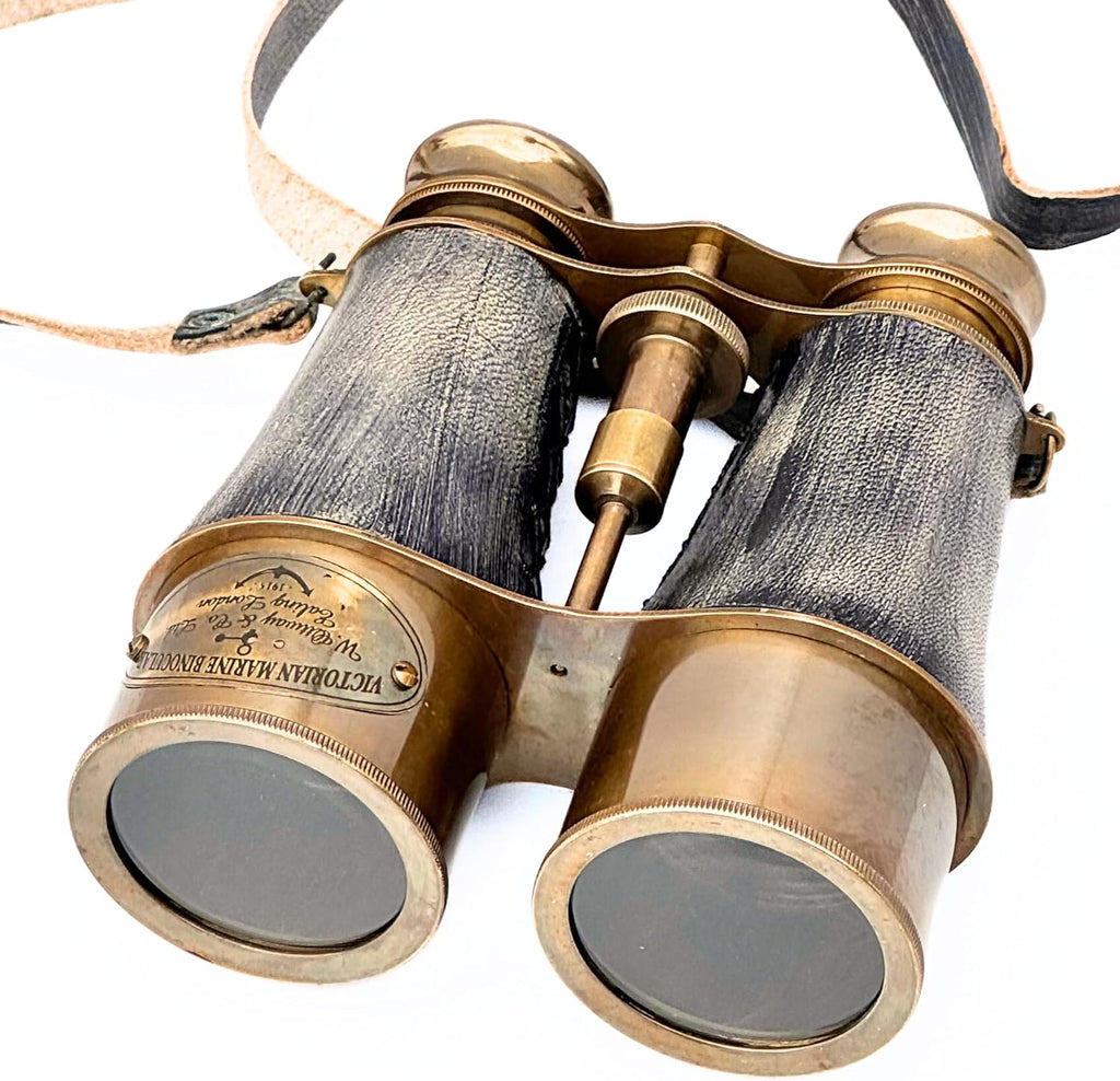 Handmade Antique Victorian Marine Brass Leather Cover Belt Binocular Sailor Instrument for Adults Marine Binoculars for