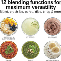 Hamilton Beach Power Elite Wave Action Blender For Smoothies, 40 Oz Glass