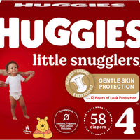 Huggies Size 4 Diapers, Little Snugglers Baby Diapers, Size 4 (22-37 lbs), 58 Count