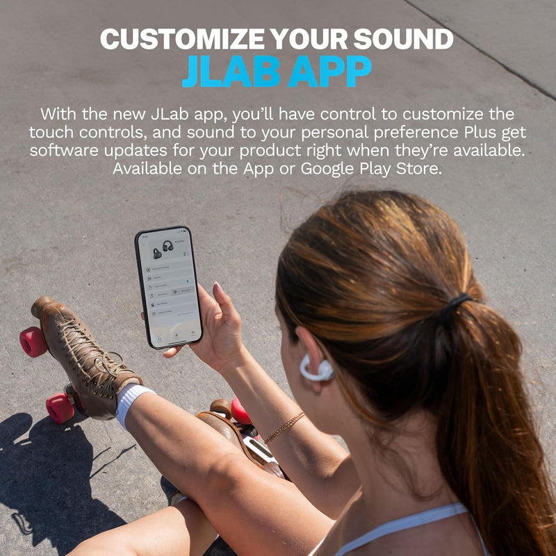 JLab, Flex, Open Ear Earbuds, Clip On Wireless Bluetooth Earbuds, Open Ear Headphones, Cloud White