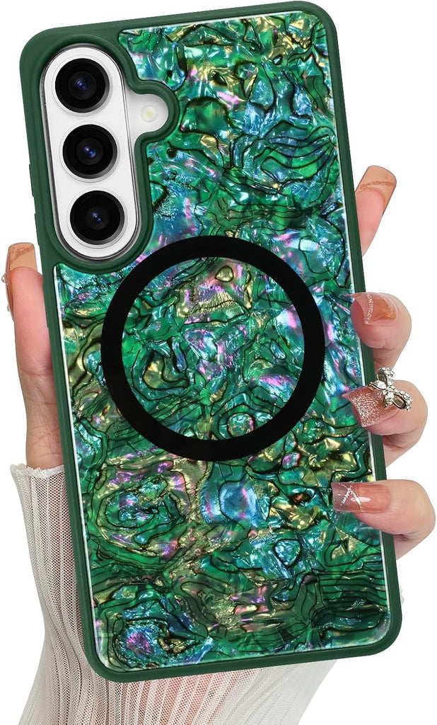 Magnetic for Samsung Galaxy S26 Plus Case Abalone Shell, Emerald Green