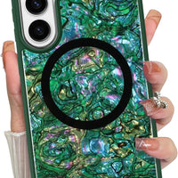 Magnetic for Samsung Galaxy S26 Plus Case Abalone Shell, Emerald Green