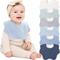 Bearmoss Muslin Baby Bibs for Drooling & Teething Cotton Drool Bib 6 Pack