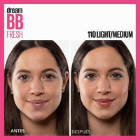 MAYBELLINE Dream Fresh Skin Hydrating BB cream, 8-in-1 Skin Perfecting Beauty Balm with Broad Spectrum SPF 30, Sheer Tint Coverage, Oil-Free, Light/Medium, 1 Fl Oz