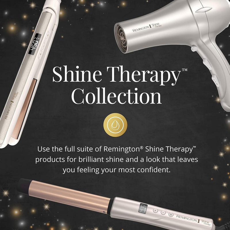 Remington Shine Therapy - Varita rizadora cónica con infusión de aceite de argán y queratina de ½ a 1 pulgada para rizos naturales, incluye guante térmico