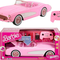 Hot Wheels RC Corvette from Barbie the Movie, Full-Function Remote-Control Toy Car Holds 2 Barbie Dolls