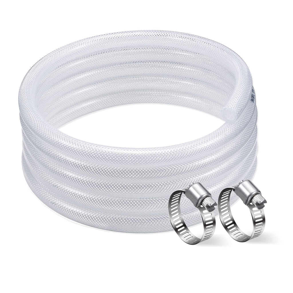 DAVCO 1" ID × 10ft Heavy Duty Braided Clear Plastic Vinyl Tubing & Clamp