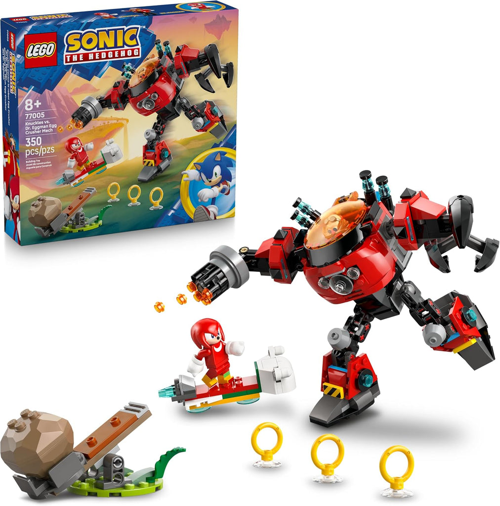 LEGO Sonic the Hedgehog Knuckles vs. Dr. Eggman Egg Crusher Mech Building Toy - Pretend Play Building Blocks W/2 Minifigures for Kids, Ages 8+ - Gift Idea for Boys, Girls, & Any Gaming Fans - 77005