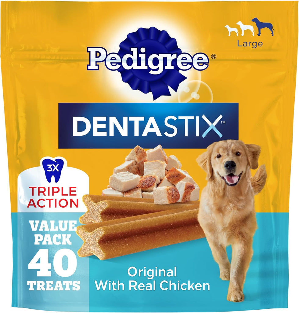 Pedigree Dentastix Large Breed Dental Dog Treats, Original, 40 Count