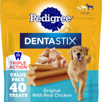 Pedigree Dentastix Large Breed Dental Dog Treats, Original, 40 Count