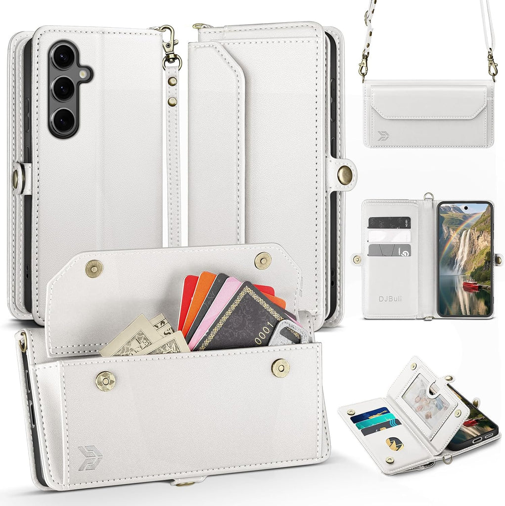 DJBull for Samsung Galaxy S25 Plus Wallet Case with Card Holder, Shoulder and Wristlet Straps, Soft PU Leather, Magnetic