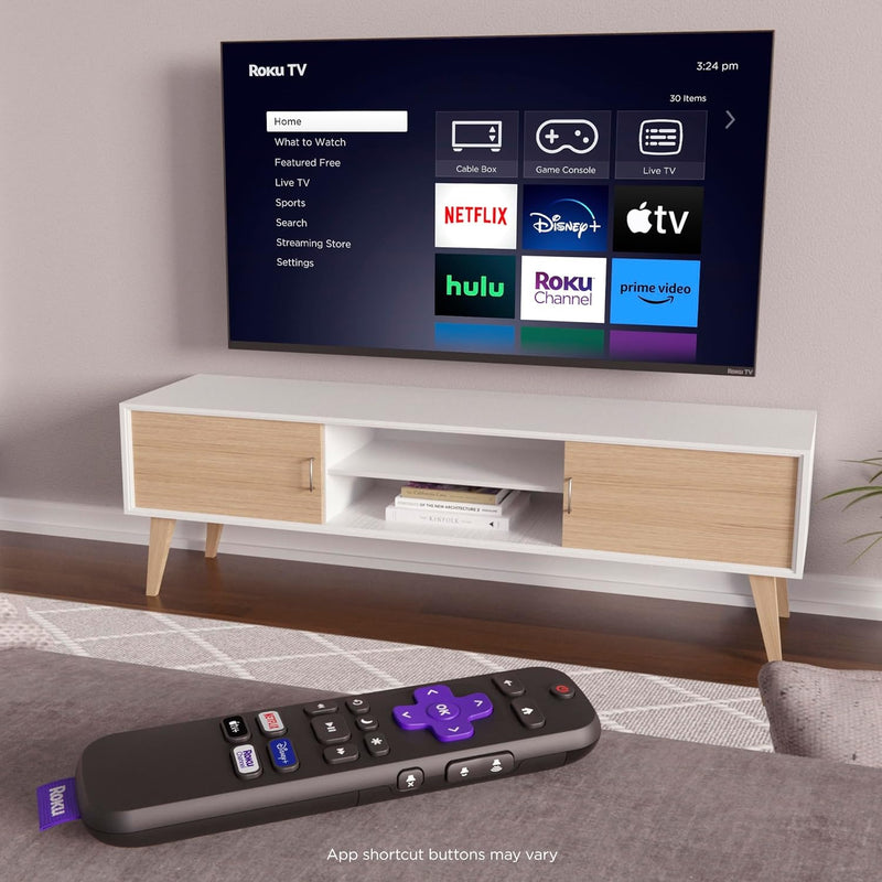 Roku TV Remote Control (Official Manufacturer Product) - Simple Setup, & Pre-Set App Shortcuts - Replacement Remote Compatible with RokuTV Models ONLY (Not Roku Players)(Pack of 2)
